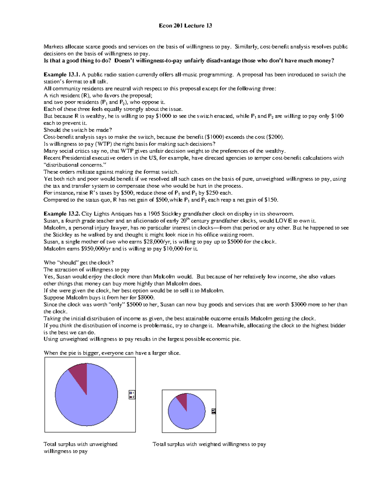 13 econ 201 - Lecture note 13 - Econ 201 Lecture 13 Markets allocate ...
