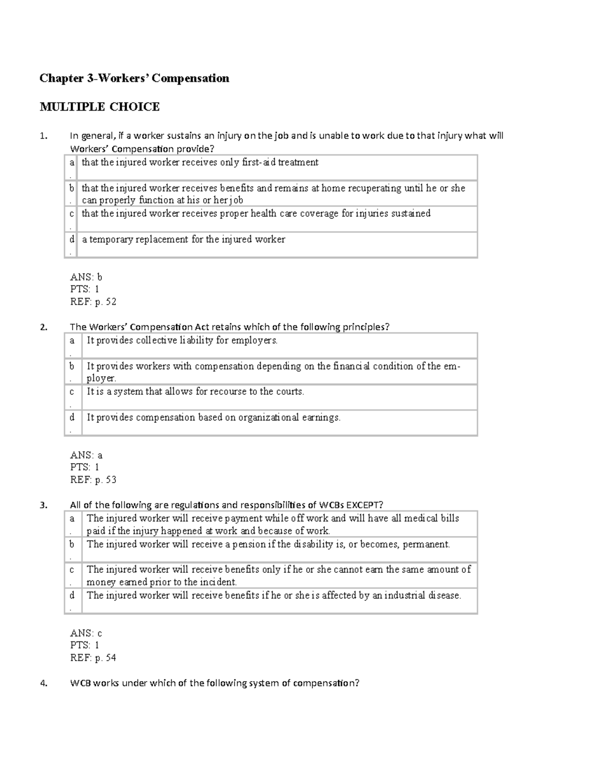 Exam 2018, Questions And Answers - Chapter 3-Workers’ Compensation ...