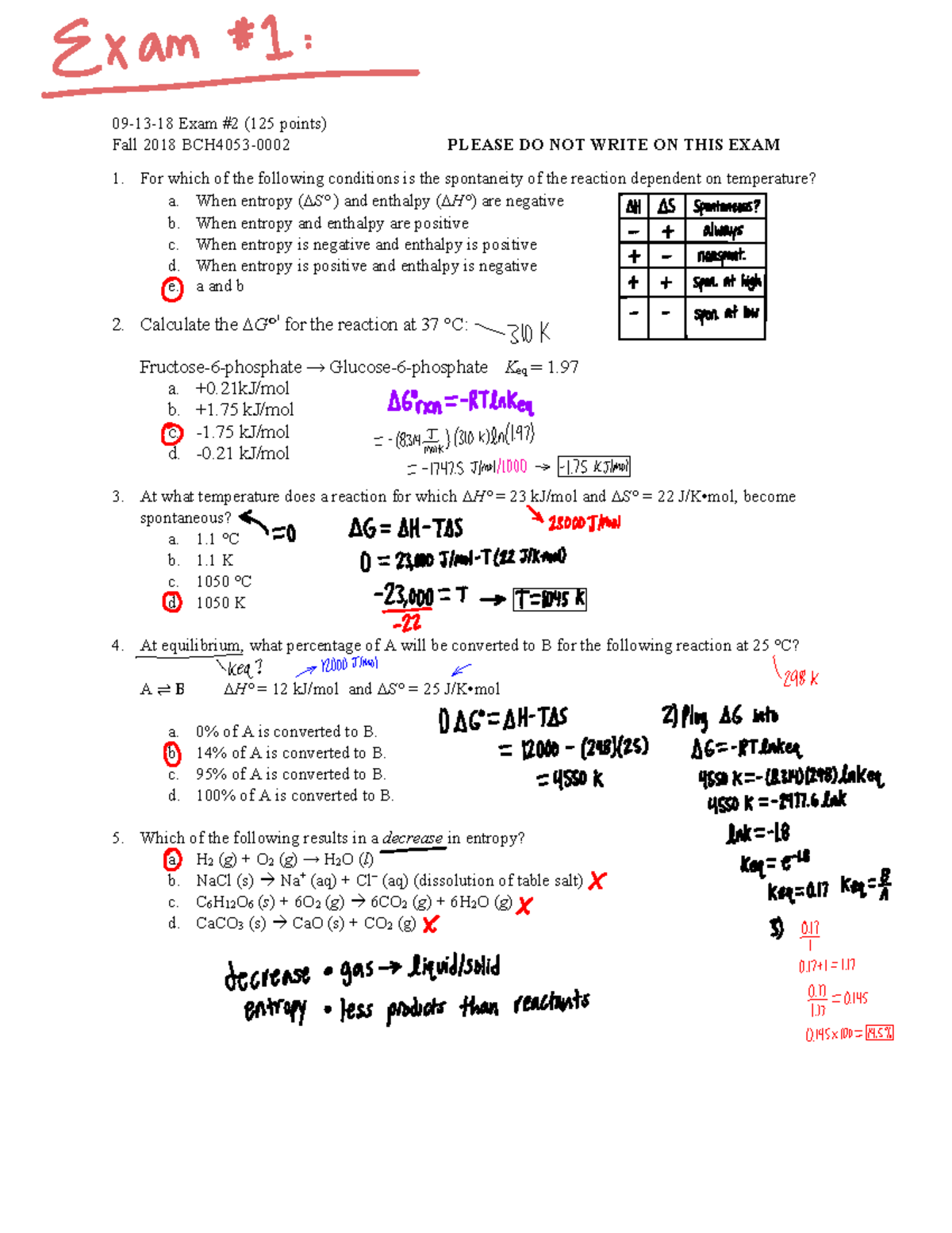 Biochem Final - Detailed practice exam with questions and how to solve ...