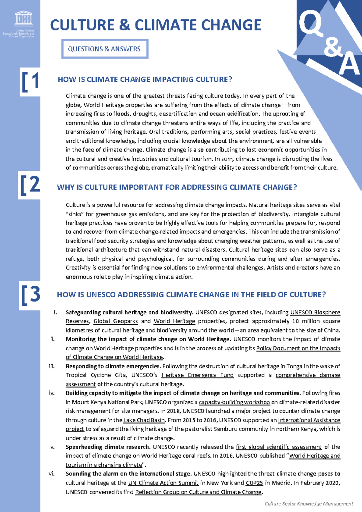 Info sheet climate change - HOW IS CLIMATE CHANGE IMPACTING CULTURE ...