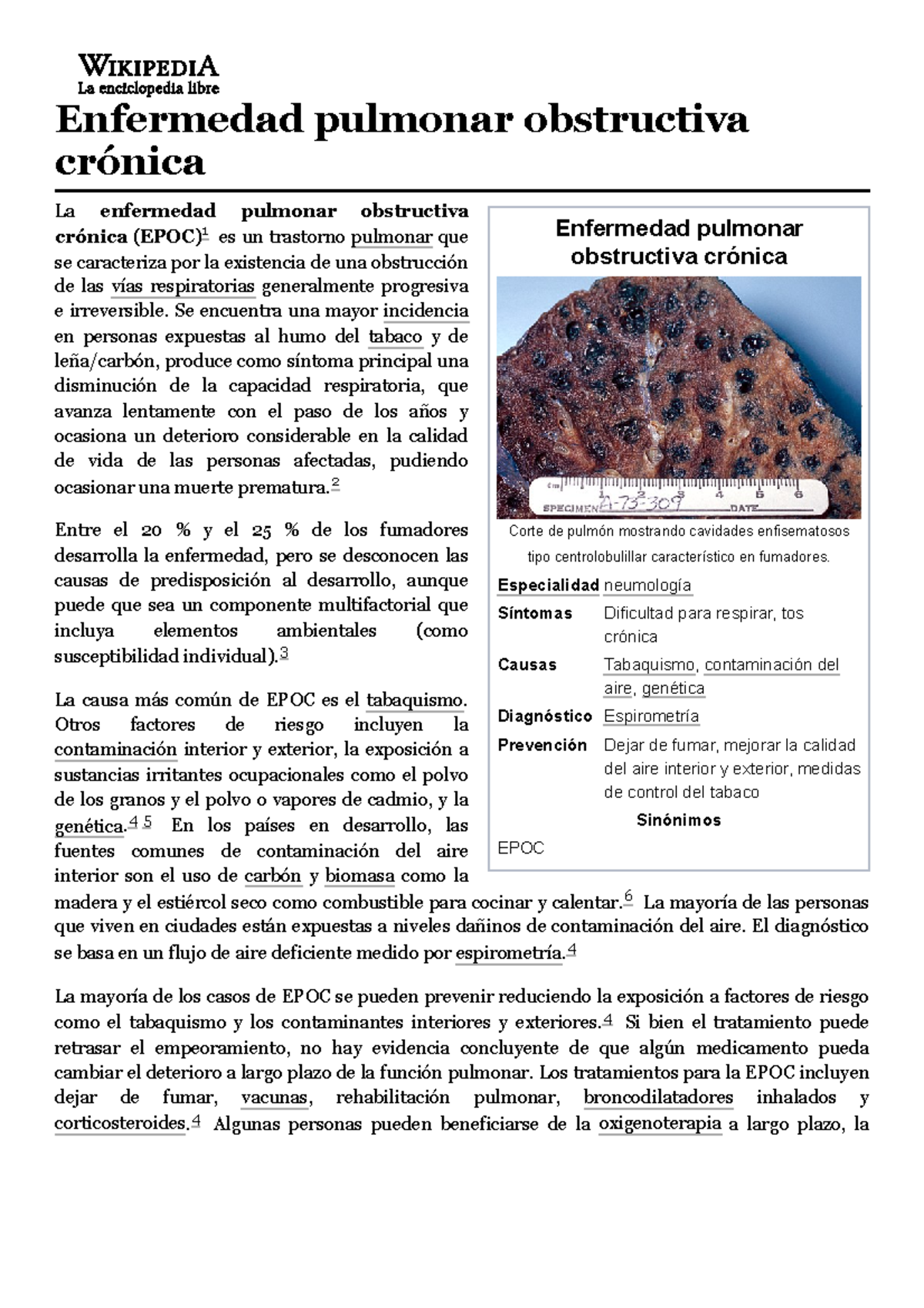 Enfermedad Pulmonar Obstructiva Crónica - Wikipedia, La Enciclopedia ...