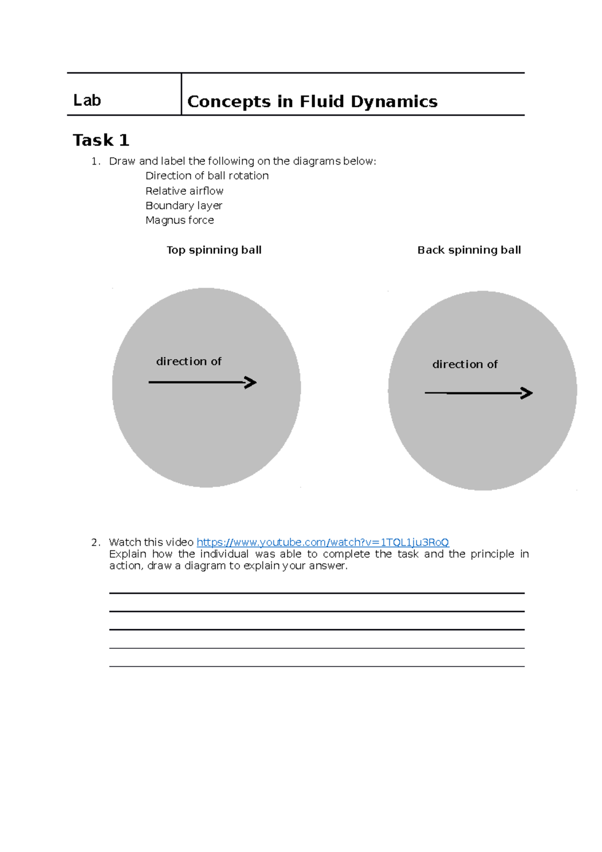 New Fluid Dynamics lab Lab Concepts in Fluid Dynamics Task 1 Draw and