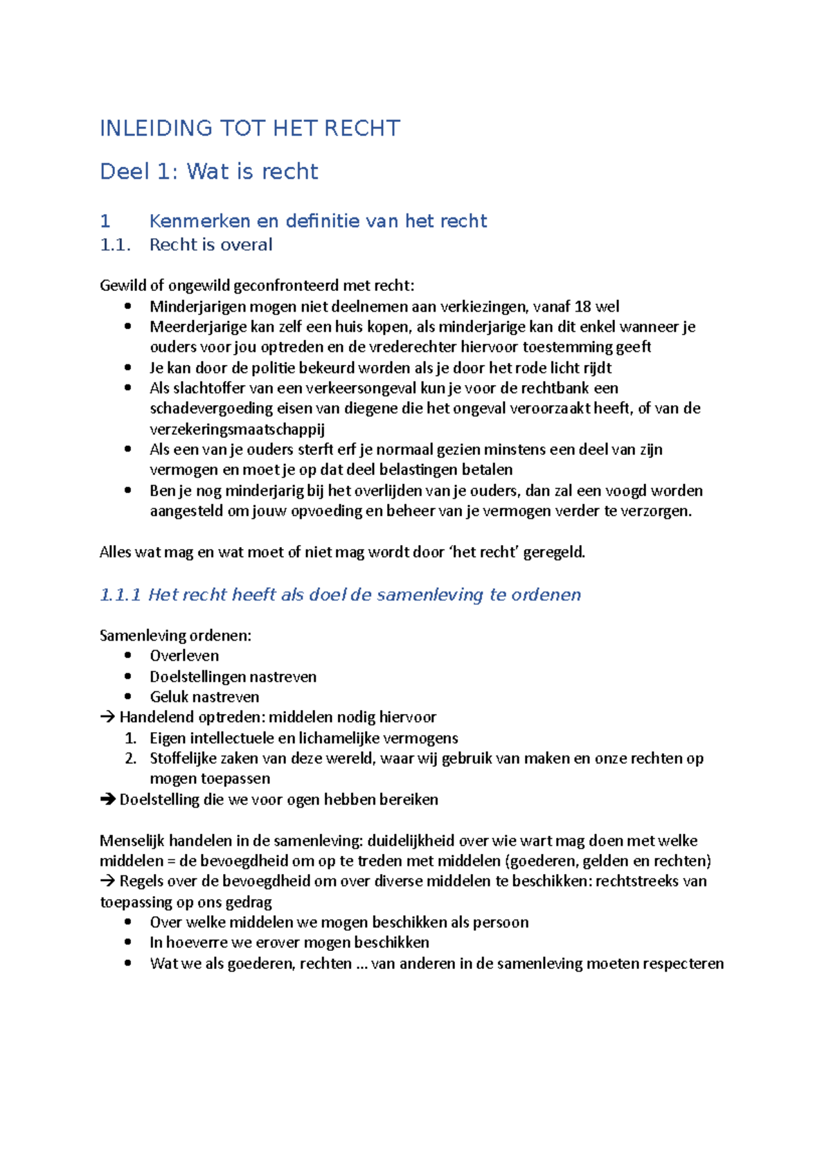 Samenvatting RM - Inleiding Tot Het Recht - INLEIDING TOT HET RECHT ...