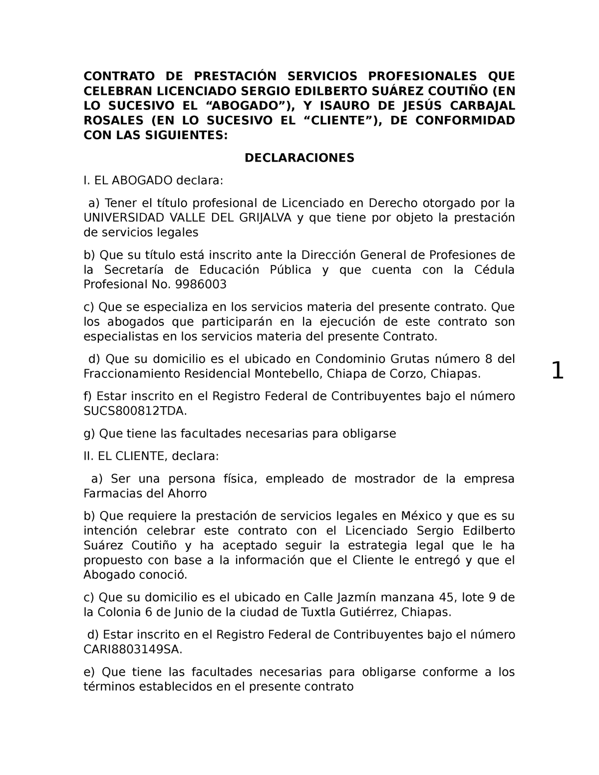 Contrato DE Prestación DE Servicios profesionales formato - CONTRATO DE PRESTACIÓN  SERVICIOS - Studocu