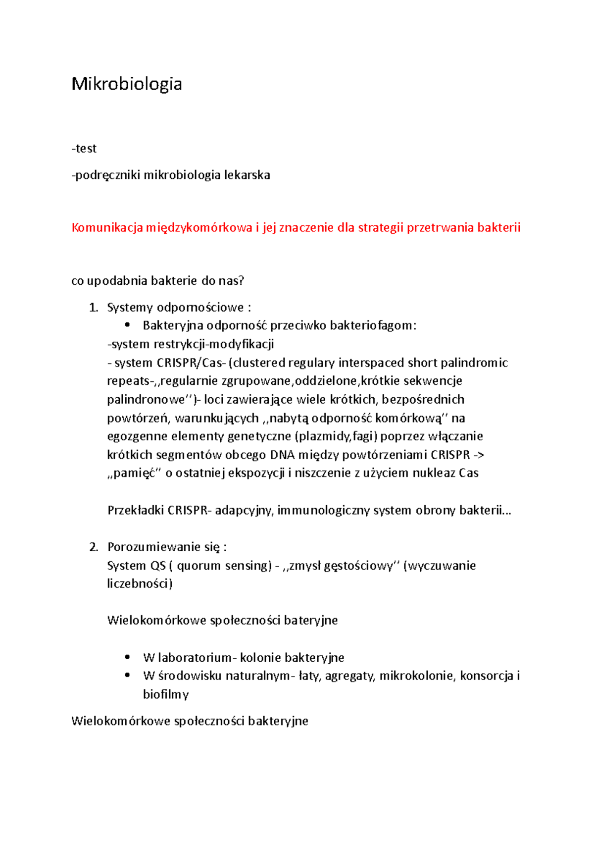 Mikrobiologia Sprawdzian Pdf