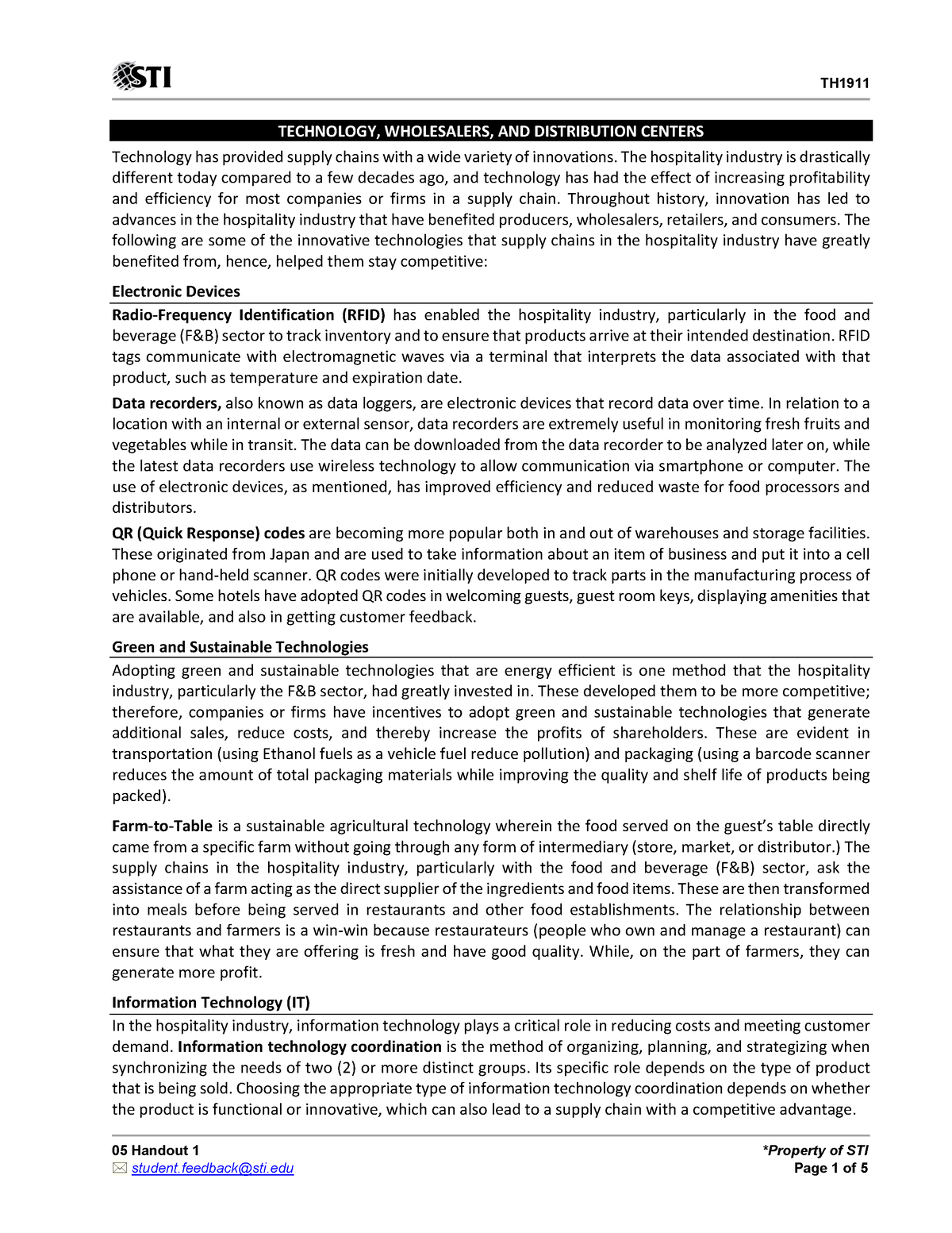 05 Handout 1 - 123 - 05 Handout 1 *Property of STI TECHNOLOGY ...