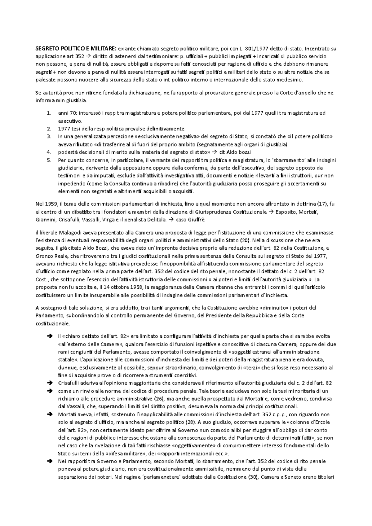 Segreto Politico E Militare SEGRETO POLITICO E MILITARE ex ante