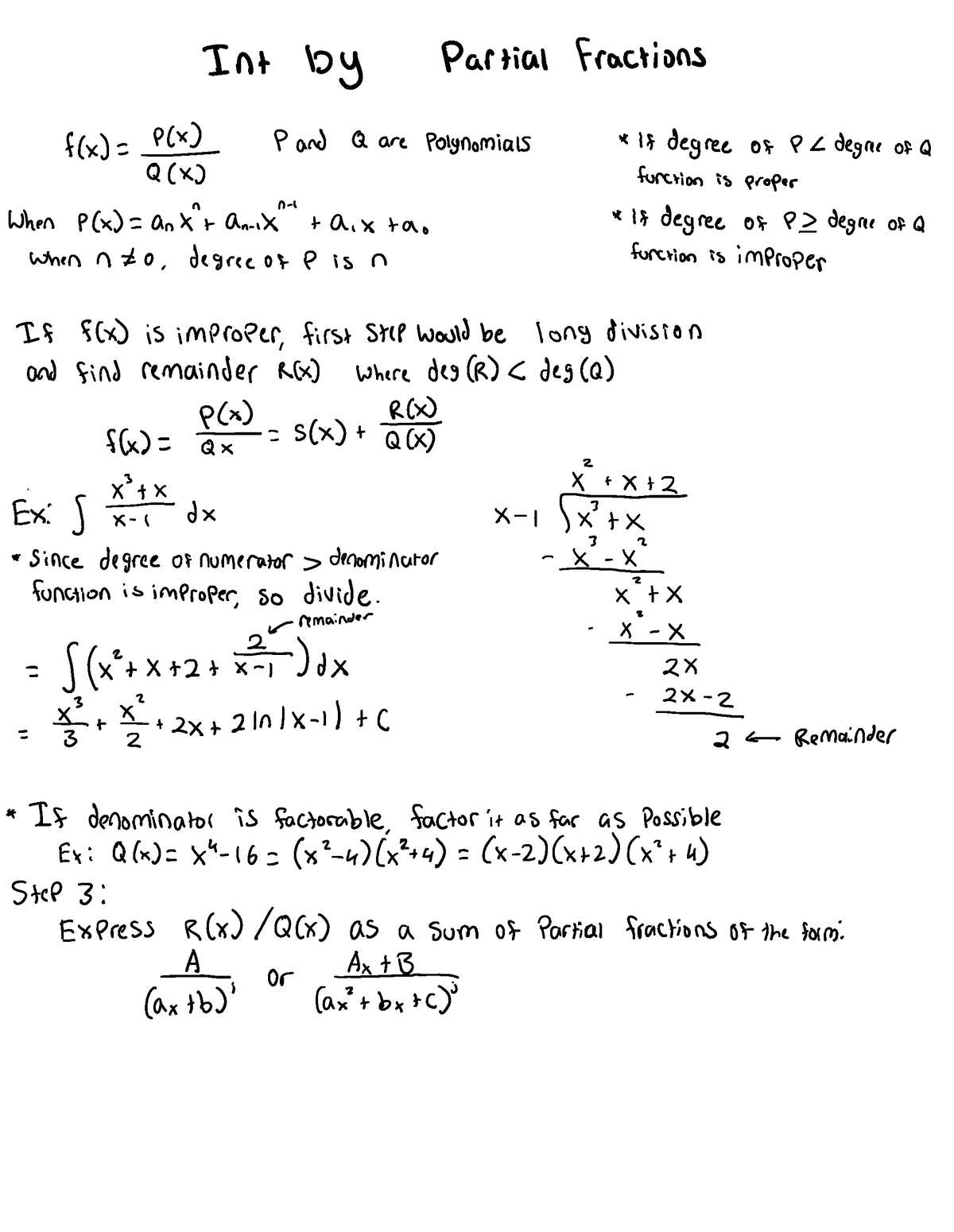 Integration By Partial Fractions - Intby Partial Fractions F(x) = BXS ...