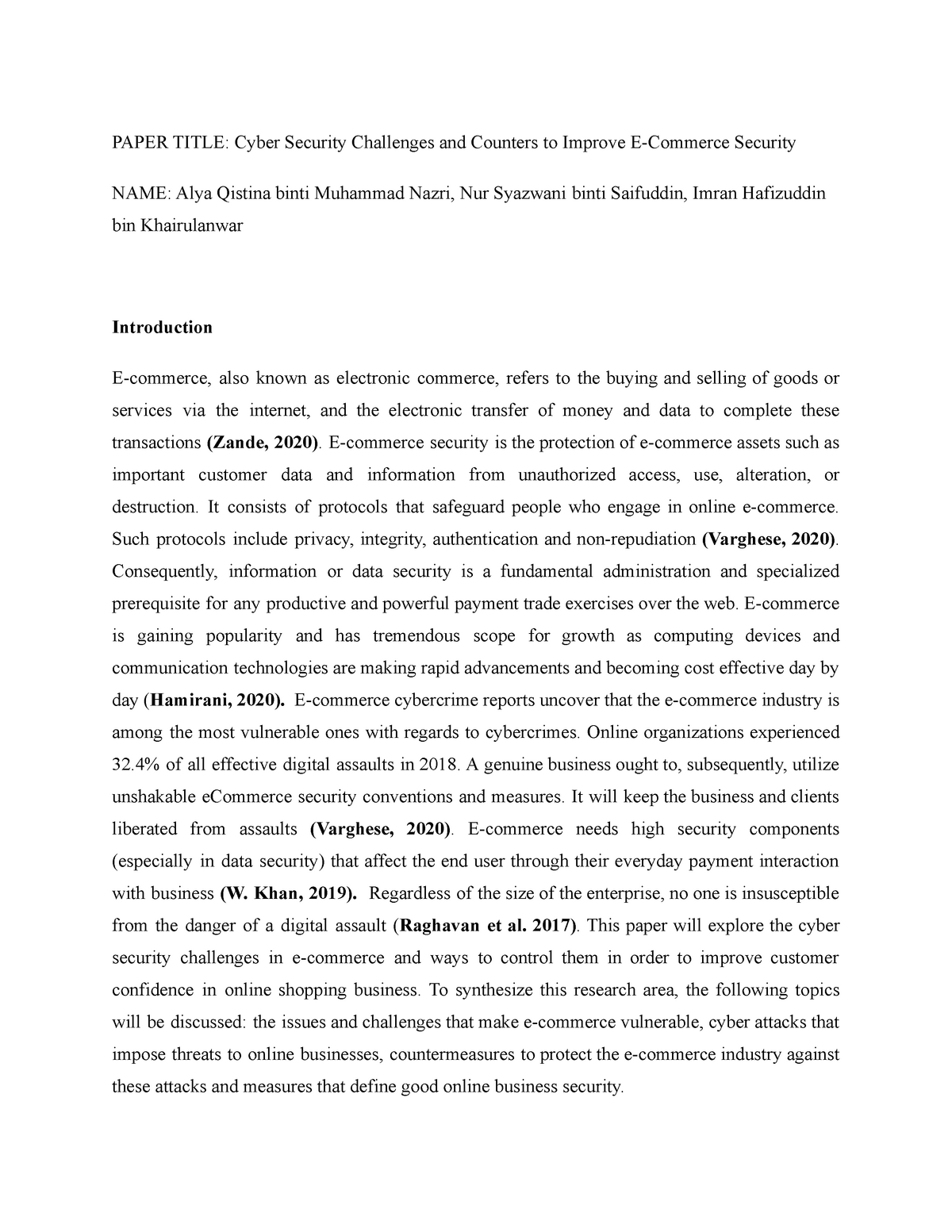 cyber security in e commerce research paper