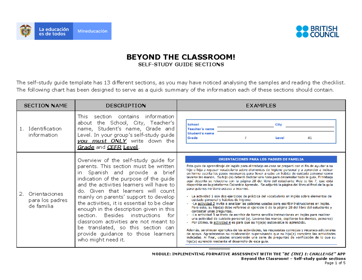1.2.3 Sections self-study guide v2 - MODULE: IMPLEMENTING FORMATIVE ...
