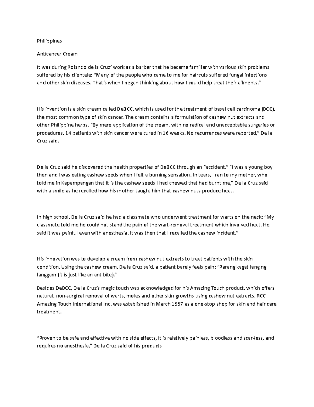 PhilippinesWPS Office Philippines Anticancer Cream It was during