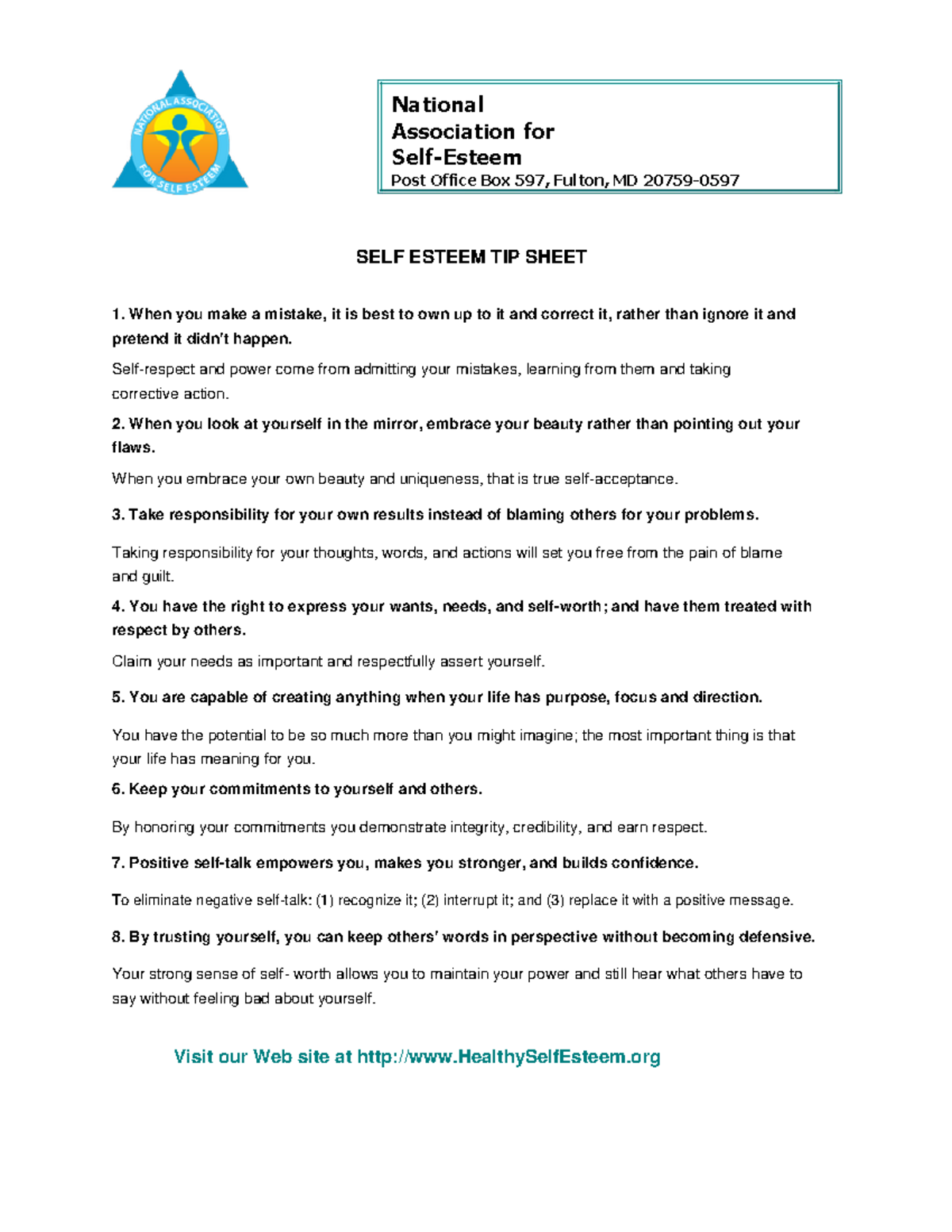 Self-Esteem tips - Improve self-esteem tips to improve perception and ... 