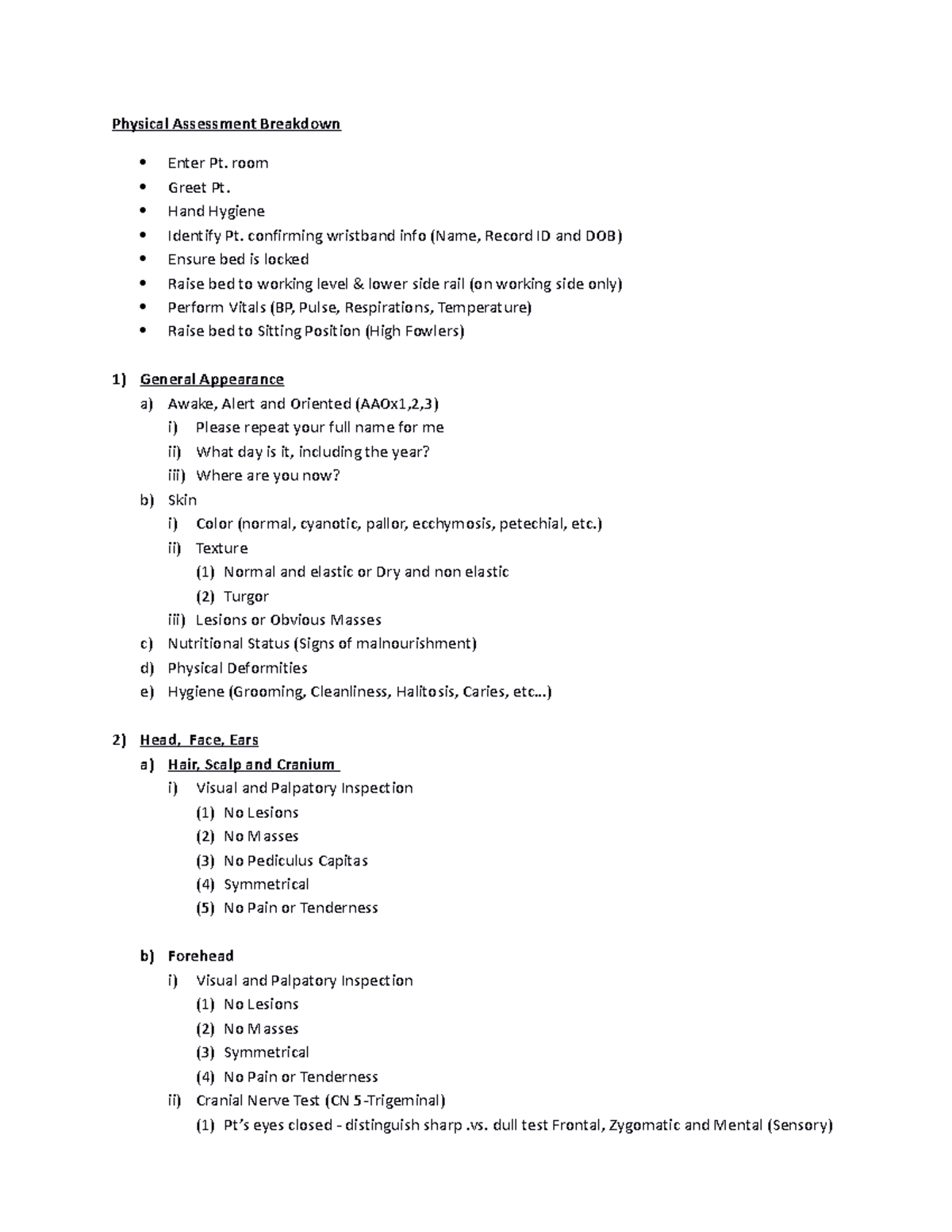 Head - Toe Physical Assessment (Guide) - Physical Assessment Breakdown ...