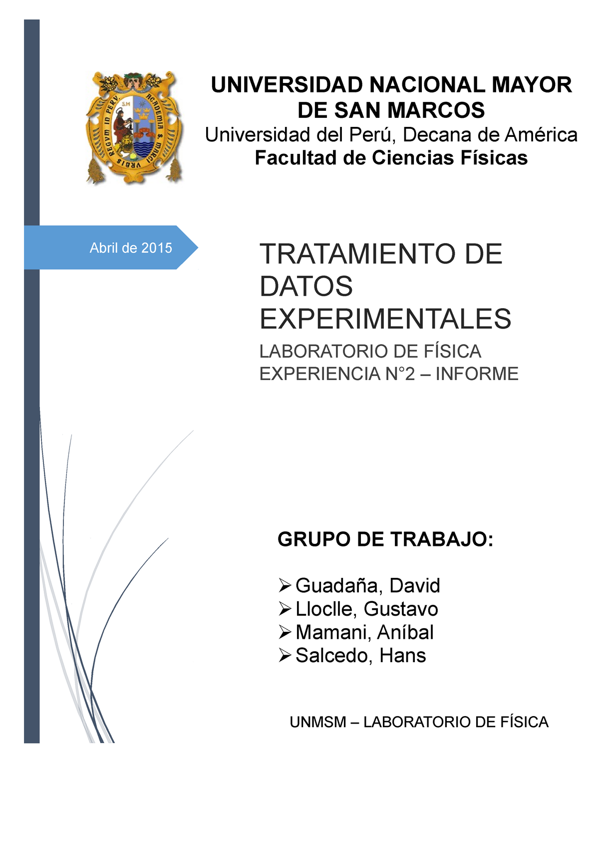 Laboratori De Fisica 2 Unmsm - UNIVERSIDAD NACIONAL MAYOR DE SAN MARCOS ...