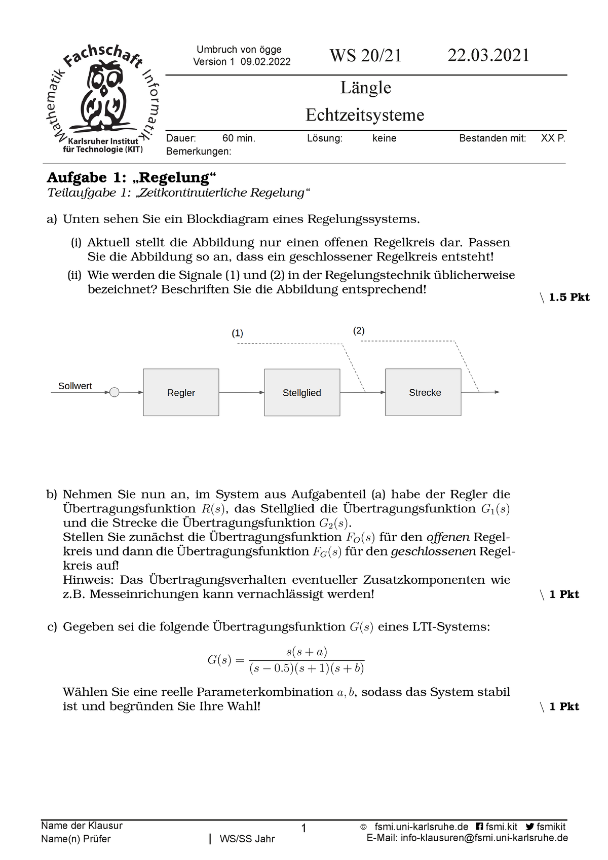 13281 - Altklausur 20/21 - Name Der Klausur 1 © Fsmi­karlsruhe ...