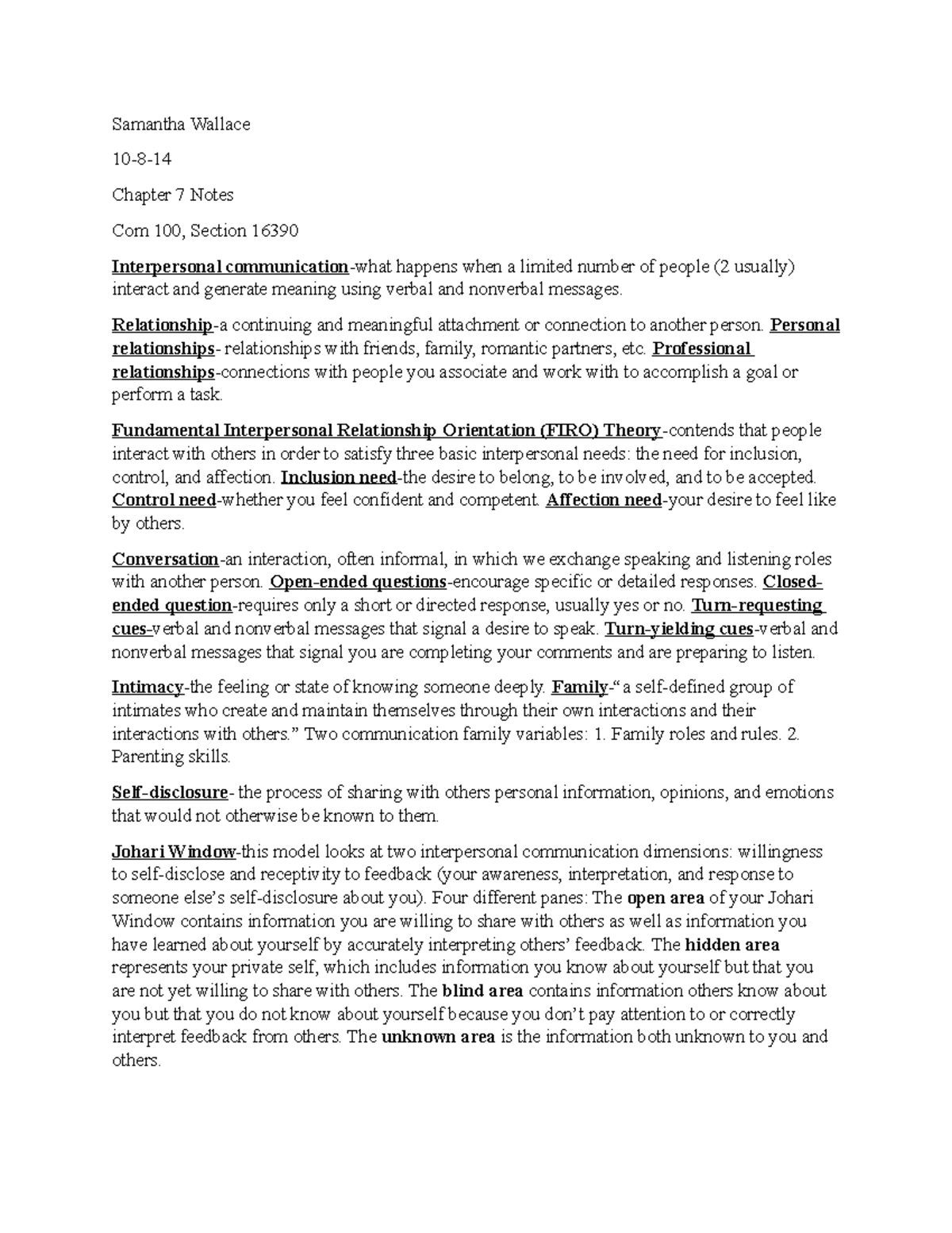 Chapter 7 notes - Samantha Wallace 10-8-14 Chapter 7 Notes Com 100 ...