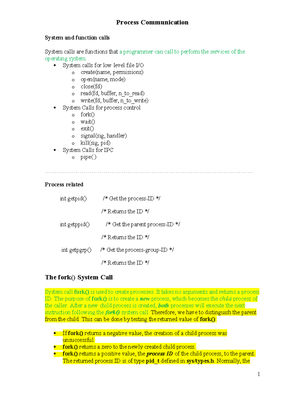 Process communication - Process Communication System and function calls ...