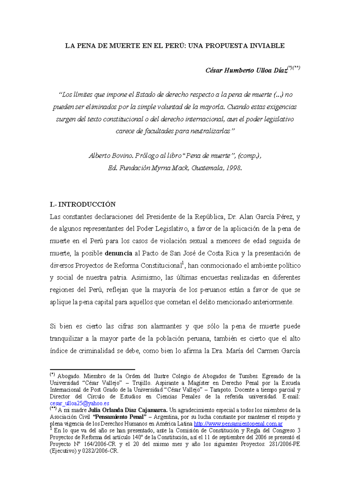 LA PENA DE Muerte EN EL PERÚ - César Ulloa S - LA PENA DE MUERTE EN EL ...