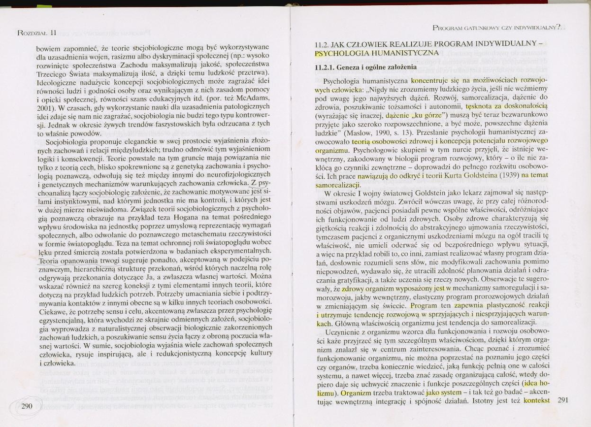 Oleś - psychologia humanistyczna - Wprowadzenie do psychologii - Studocu