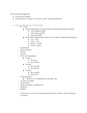 Exam 1 Study Guide - Animal Science Exam #1 Study Guide Introduction ...