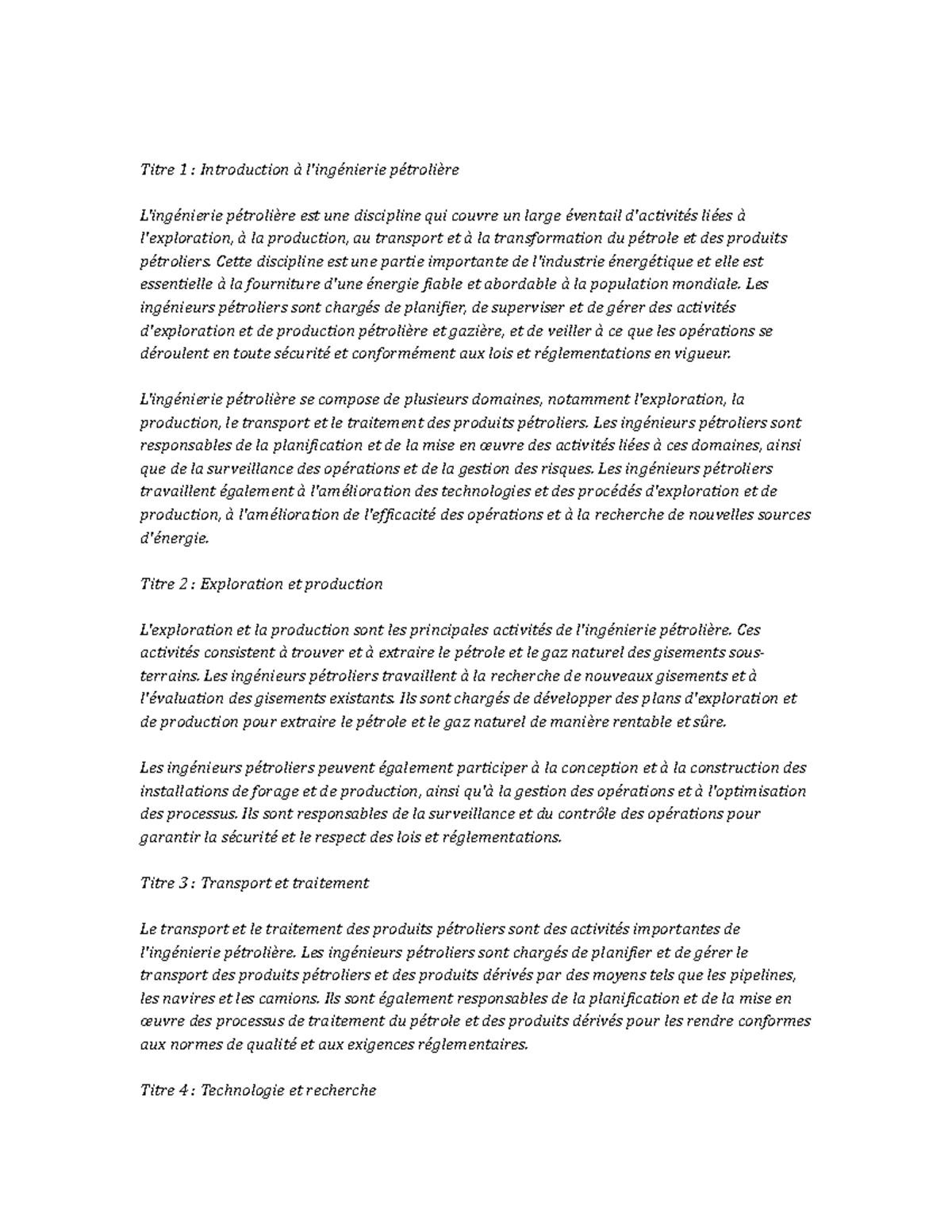 Petroleum Engineering - Titre 1 : Introduction à l'ingénierie ...