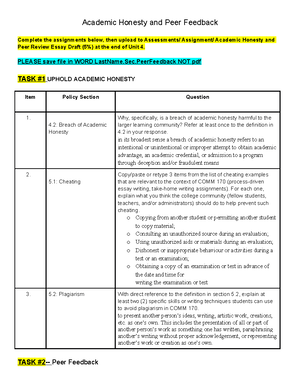 2-Academic Honesty and Peer Feedback Template 1 - Academic Honesty and ...
