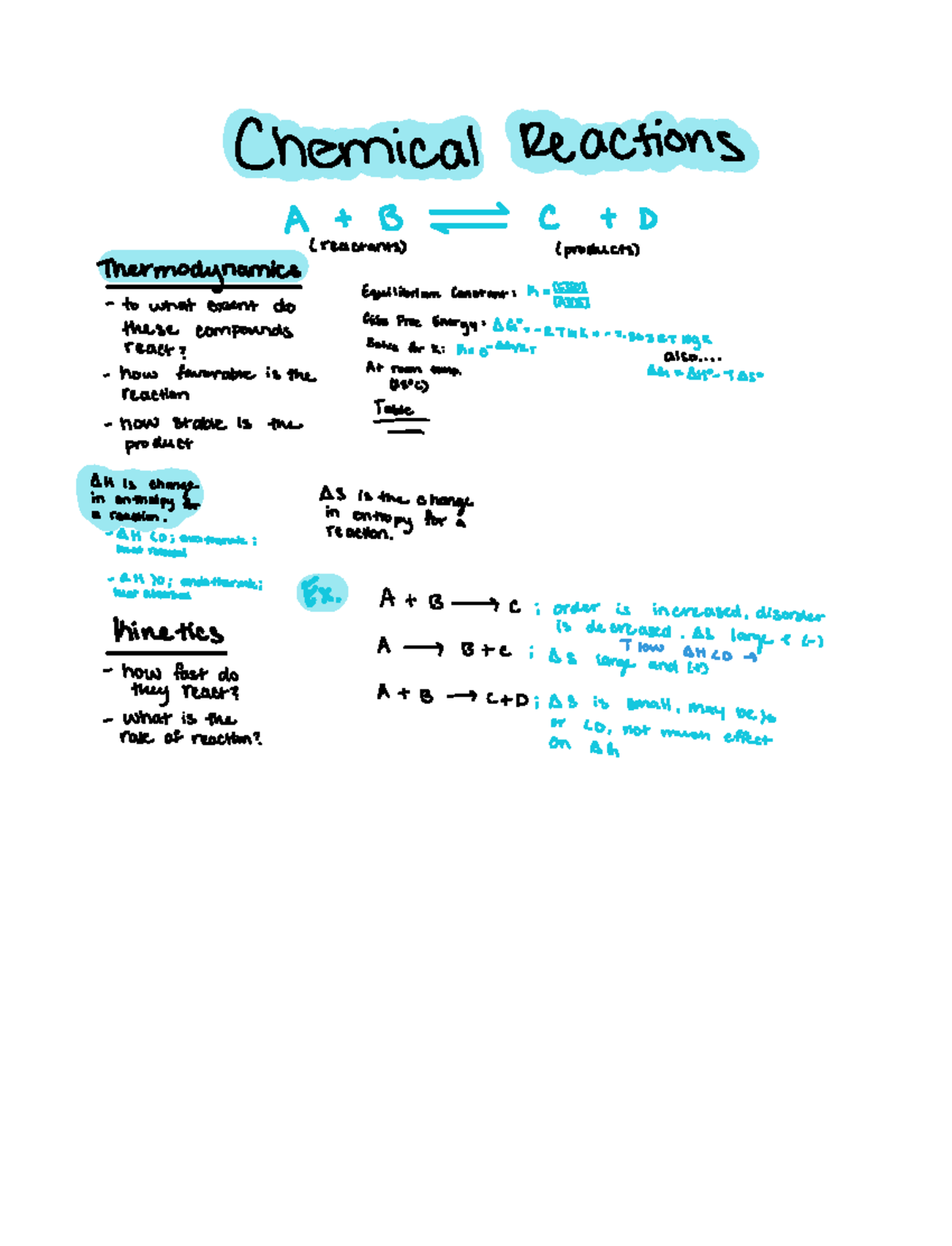 1. Thermodynamics And Kinetics - Chemical Reactions A B C T D Reactants ...