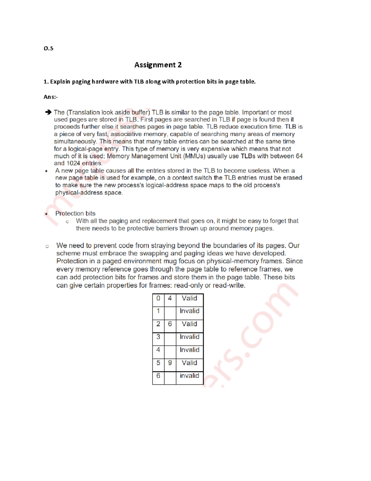 O.S Assignment 2 O Assignment 2 Explain paging hardware with TLB