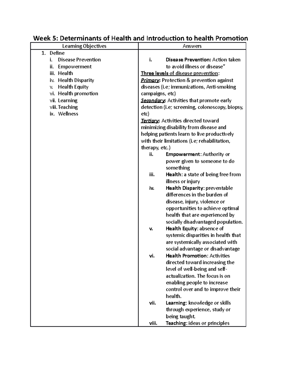 Week 5 Determinants of health and introduction to health promotion ...