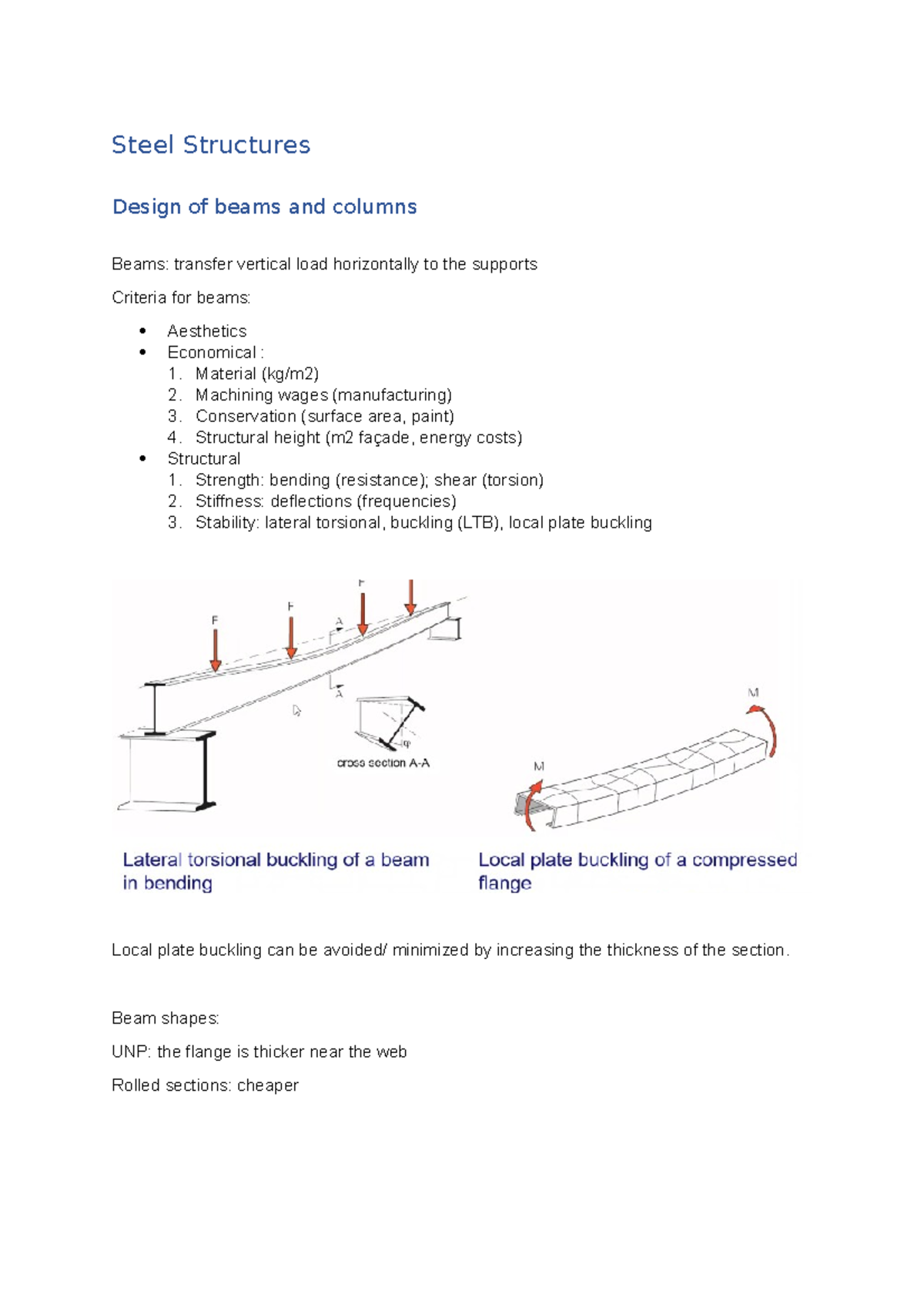 Dimensioning of Structures - Steel Structures Design of beams and ...
