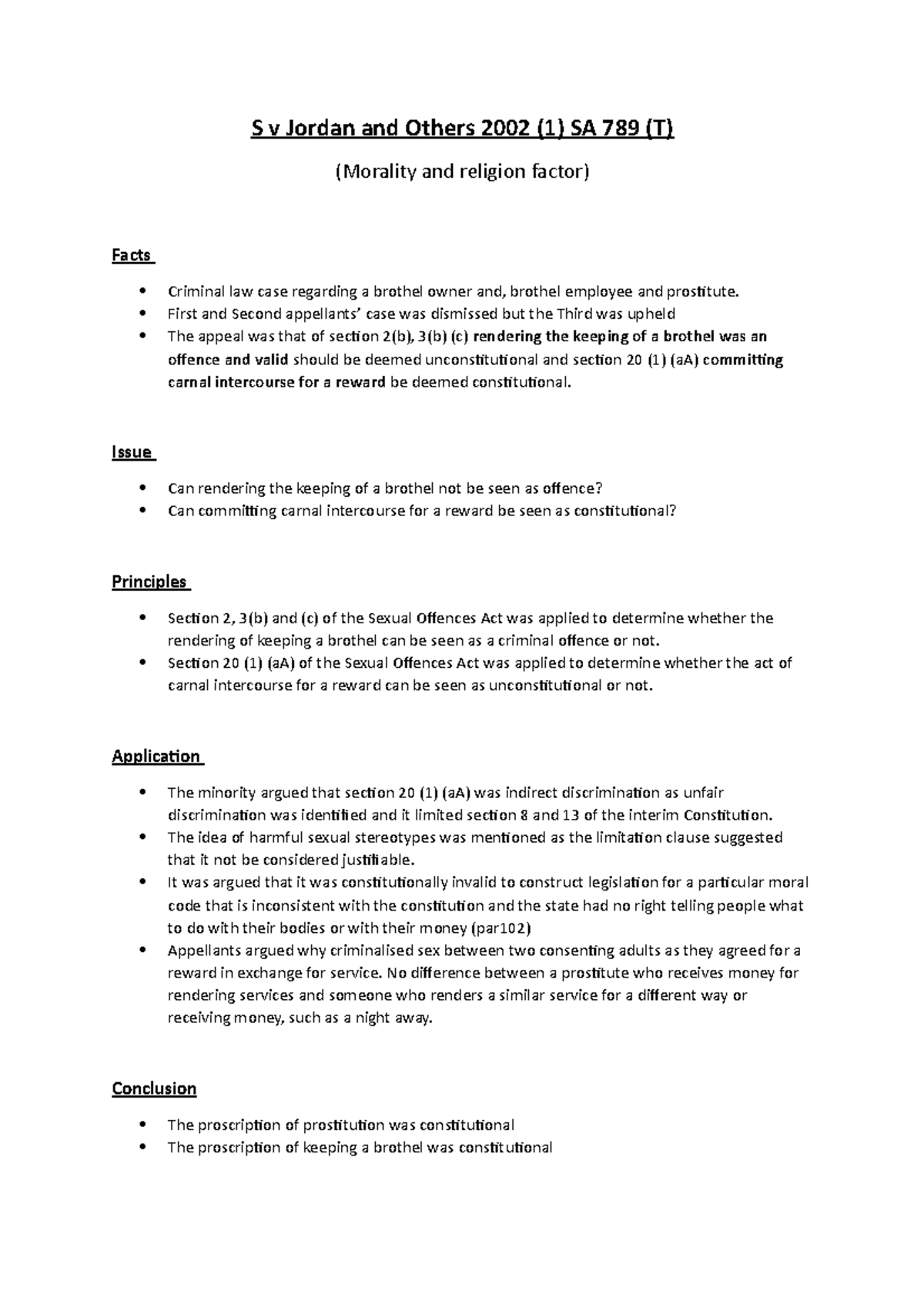 S v Jordan and Others 2002 Case Summary S v Jordan and Others 2002 (1