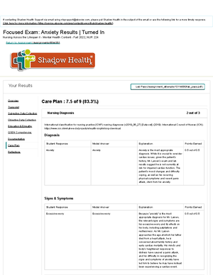 Shadow Health: Depression S In SBAR - Focused Exam: Depression Results ...