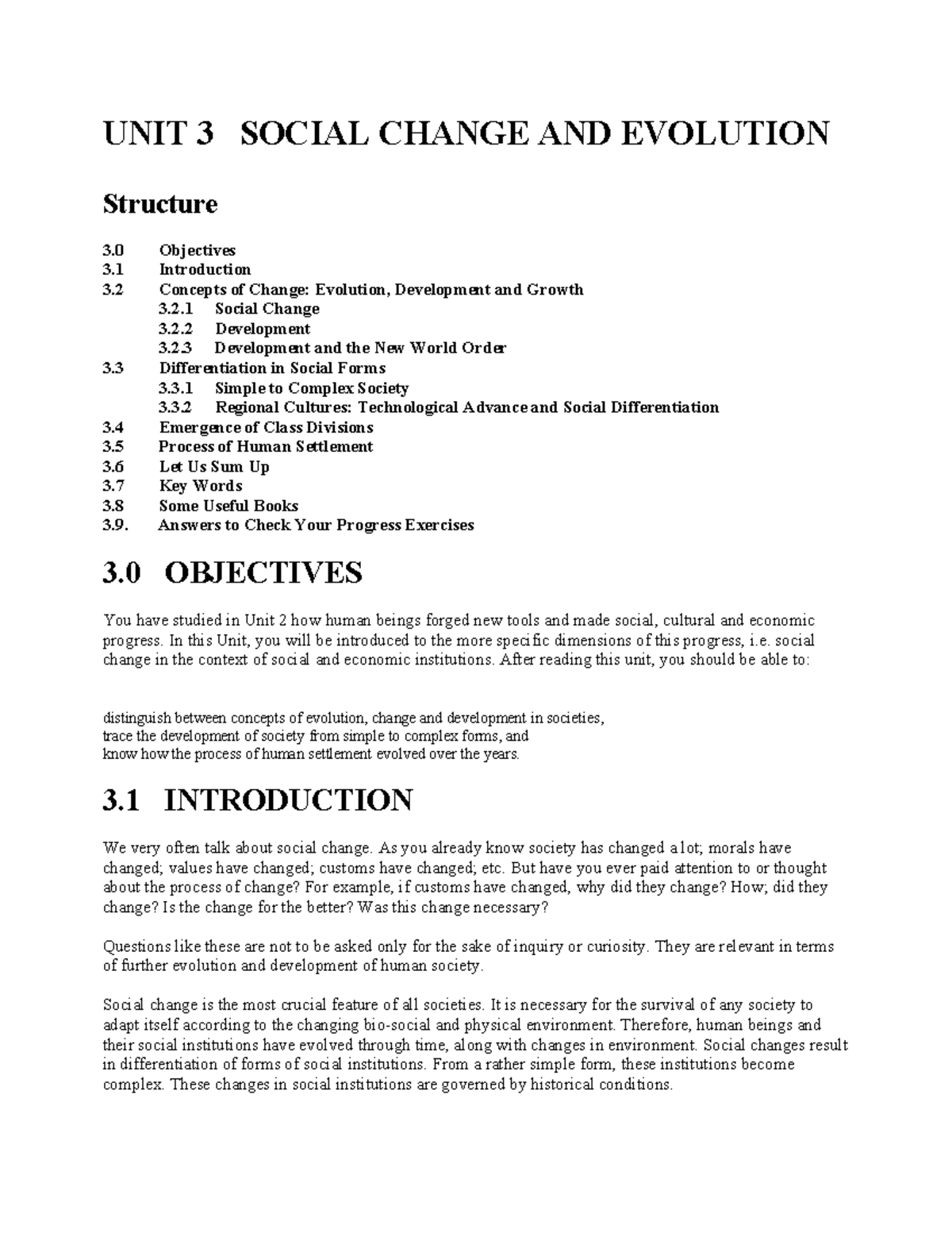 Unit-3 - Notes - UNIT 3 SOCIAL CHANGE AND EVOLUTION Structure 3 ...