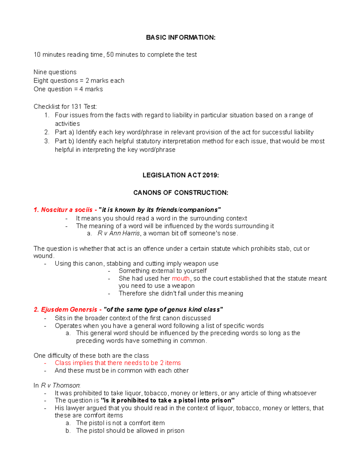Statutory Interpretation Ultimate Notes - BASIC INFORMATION: 10 minutes ...