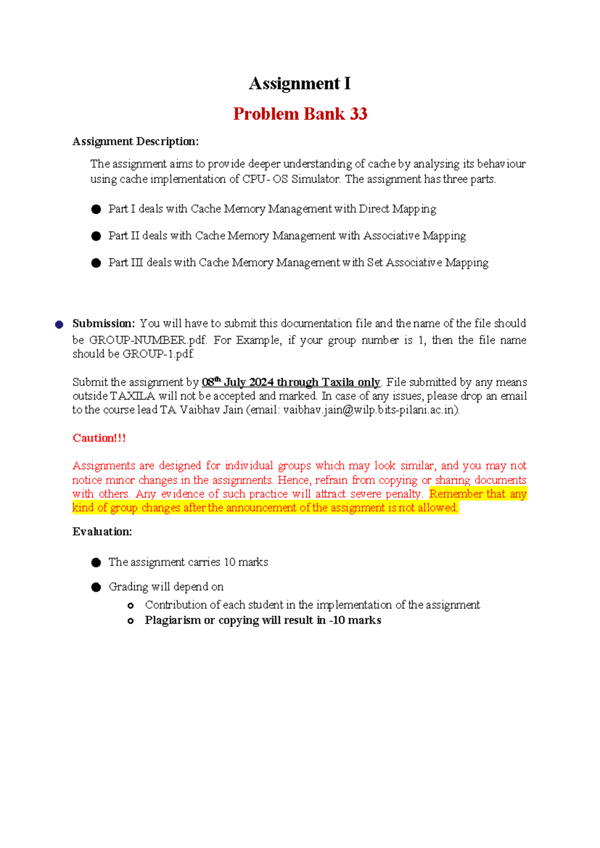 Problem Bank 33 5ca8c6ea762728592 d9a1ef5b5427786 - Assignment I ...