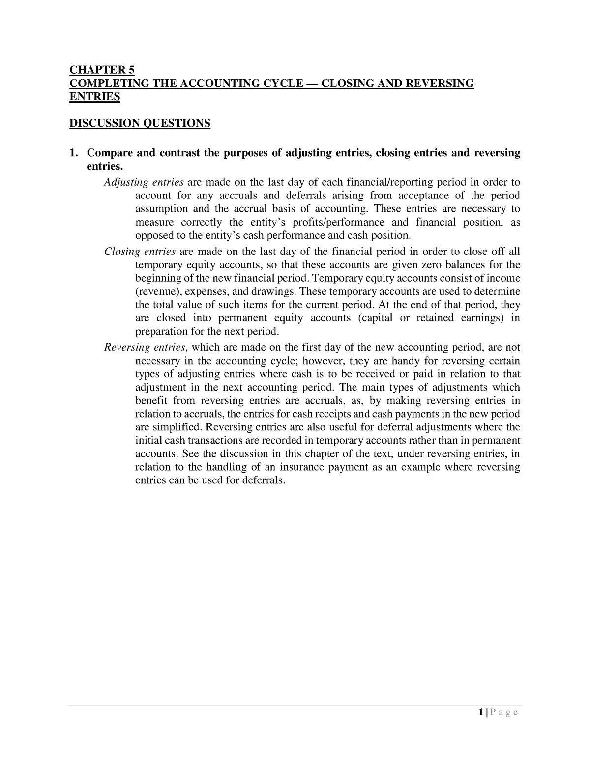 Chapter 5 Solutions - CHAPTER 5 COMPLETING THE ACCOUNTING CYCLE ...