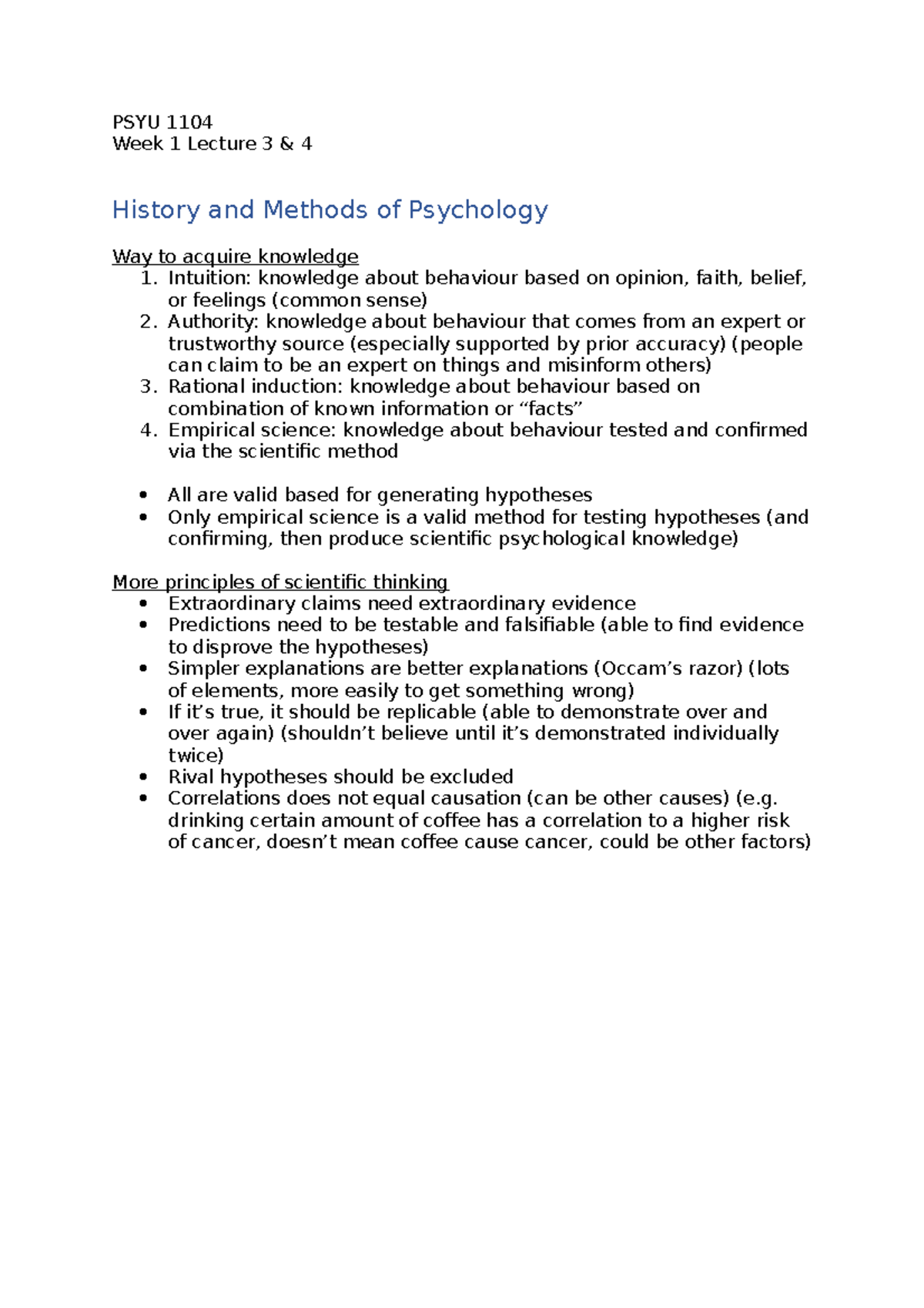 Lecture 3 & 4 - History and Methods of Psychology and Motivation - PSYU ...