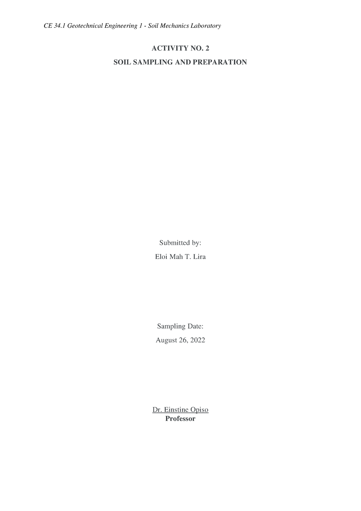 Activity 2 - Soil Sampling And Preparation - ACTIVITY NO. 2 SOIL ...