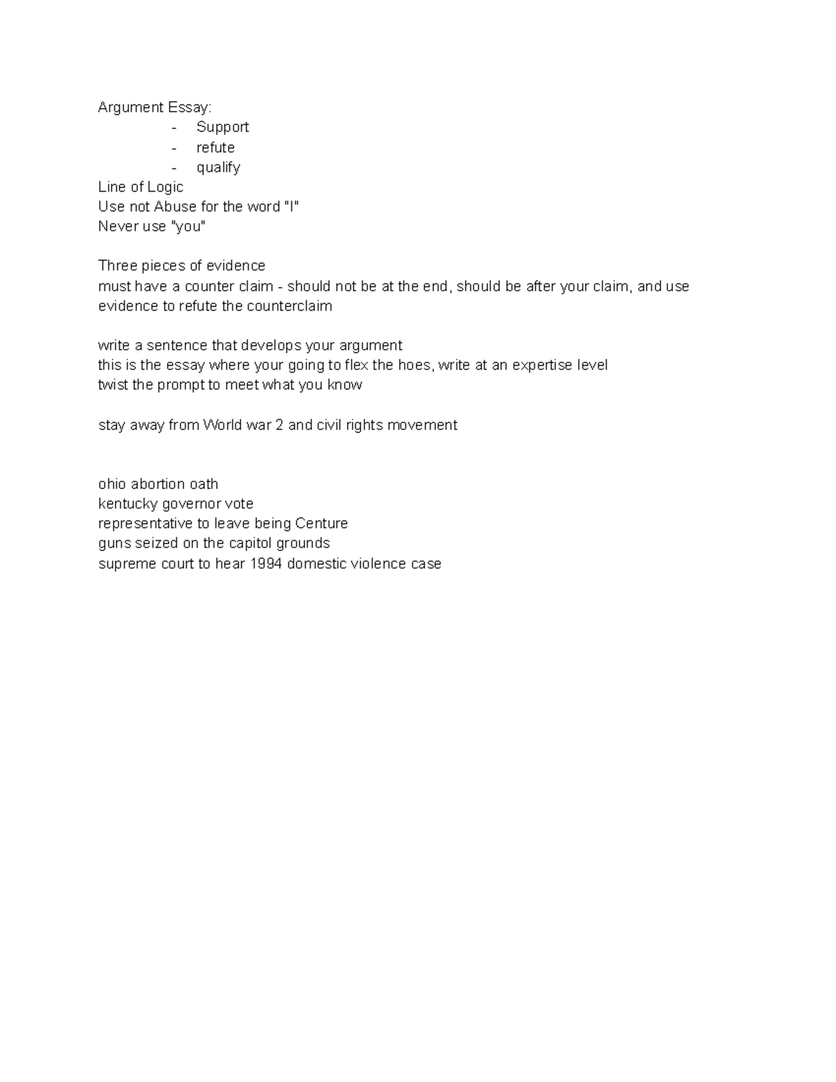 Argument Essay - asdfg - Argument Essay: - Support - refute - qualify ...