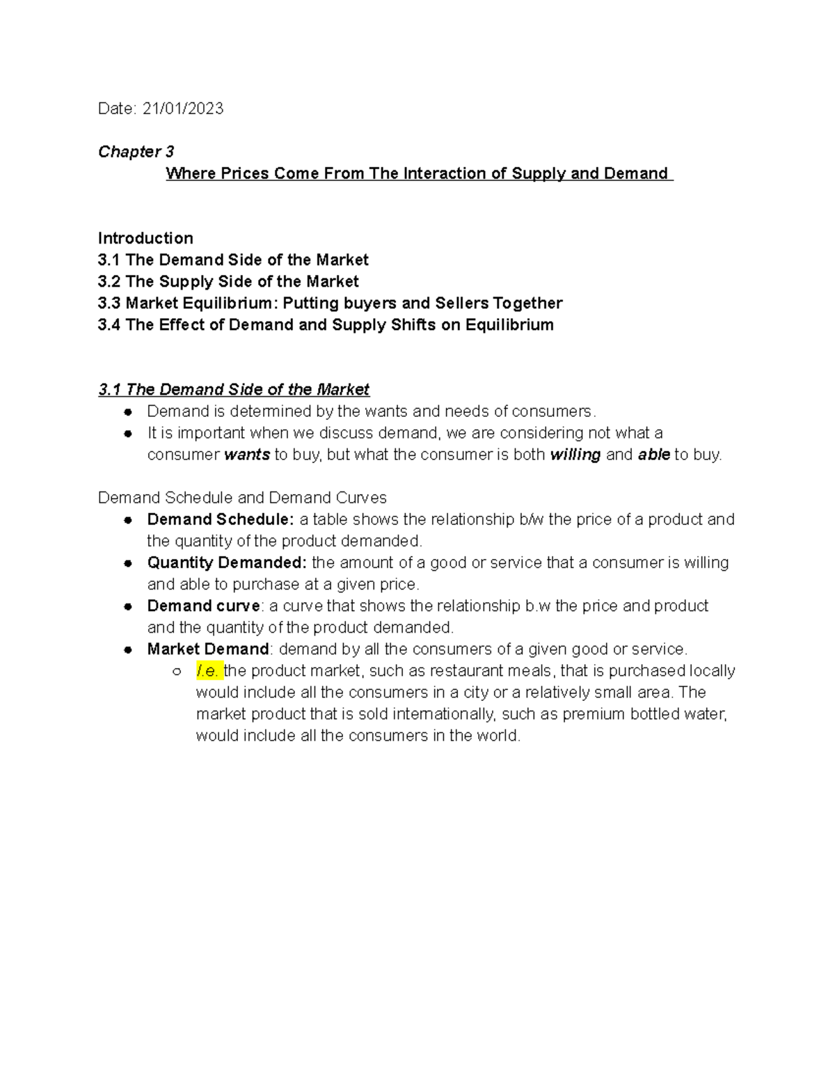 ECON 1BB3 Chapter 3 - microeconomics needed. - Date: 21/01/ Chapter 3 ...