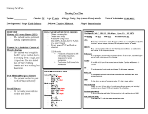 Peds CP 5 - Peds Care Plan Part 5 - Nursing Care Plan Discuss 2 Topics ...