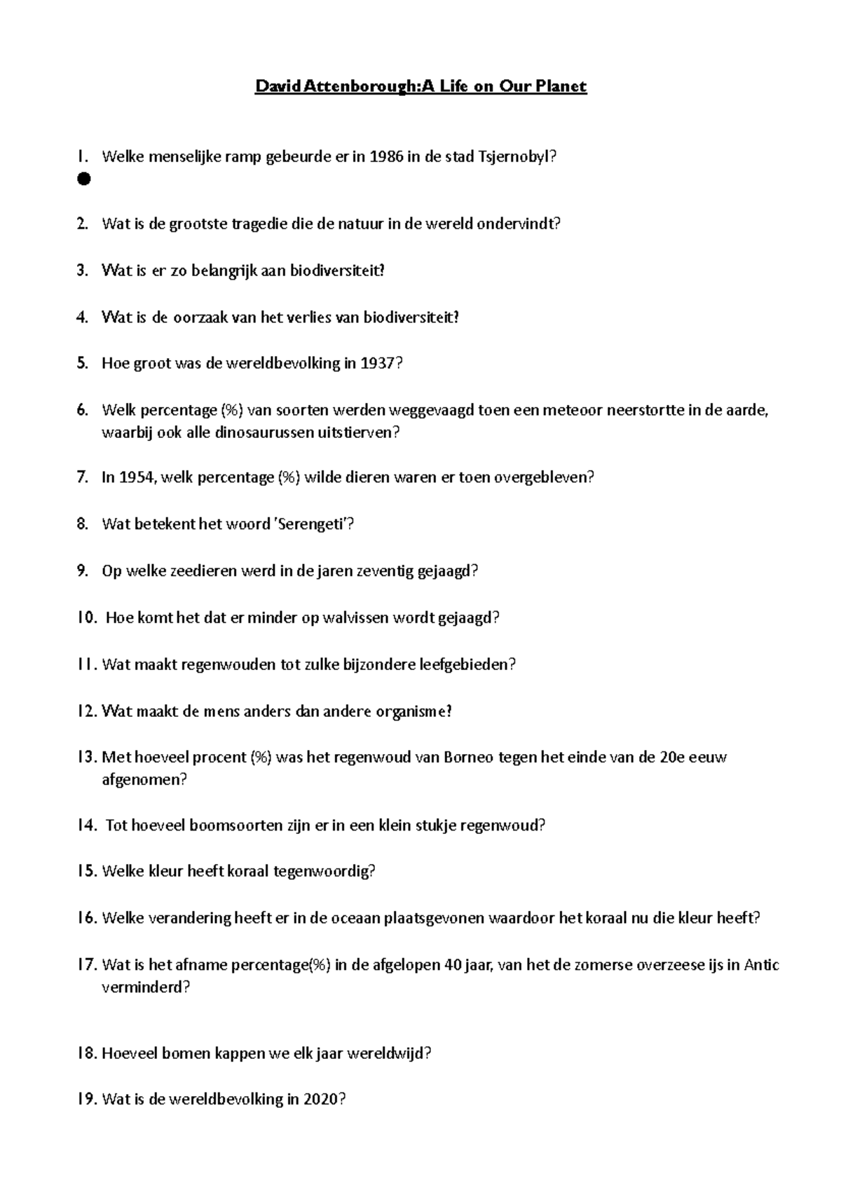 Kopie van Kijkvragen bij A life on our planet lln. - David Attenborough ...