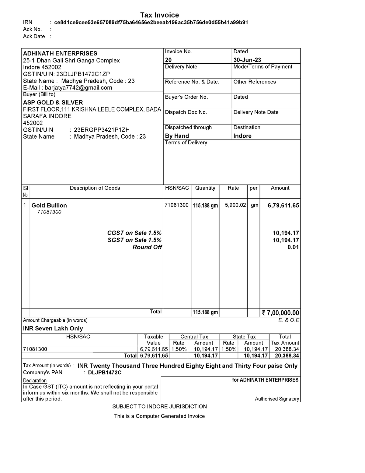 Asp gb - Tax Invoice IRN ...