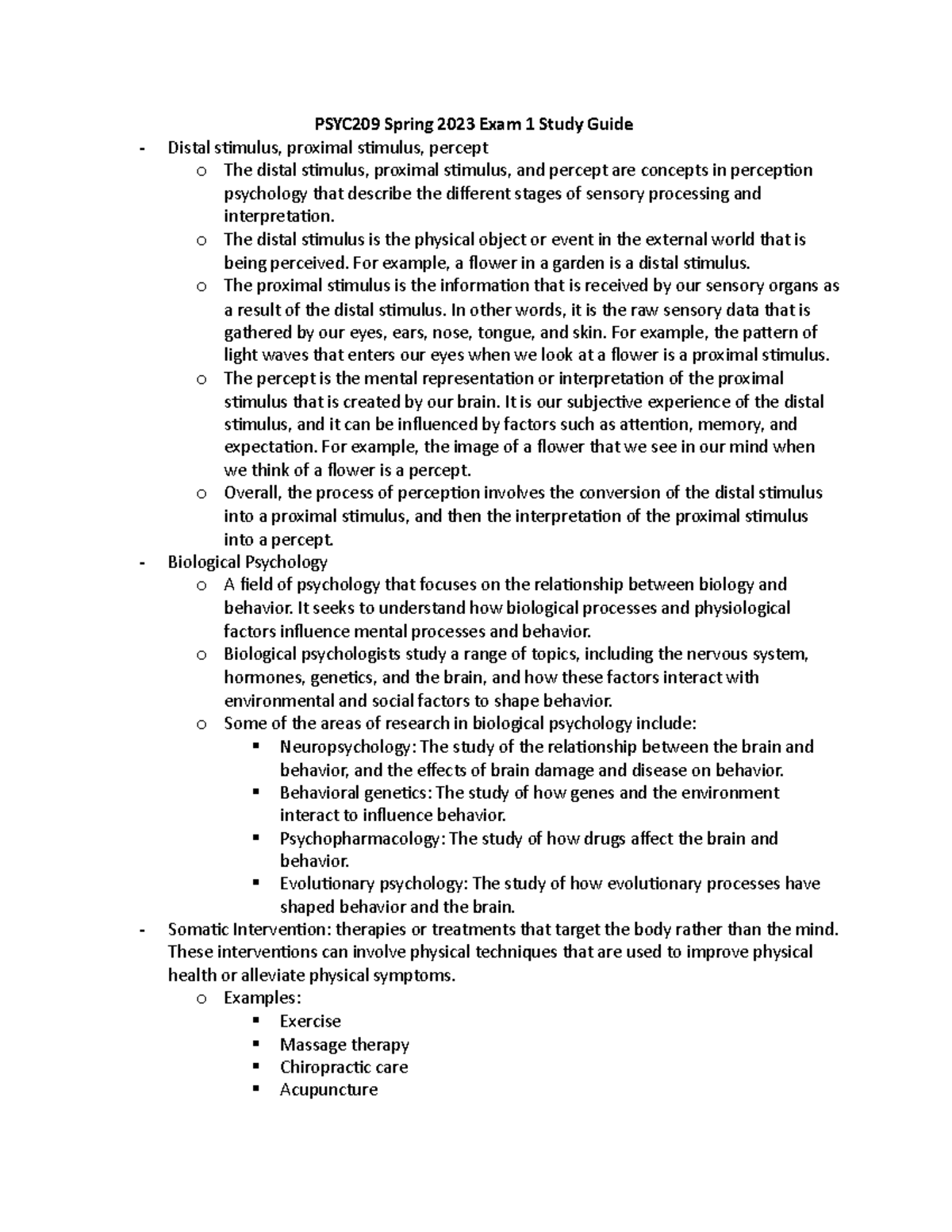 PSYC209 Spring 2023 Exam 1 Study Guide - PSYC209 Spring 2023 Exam 1 ...