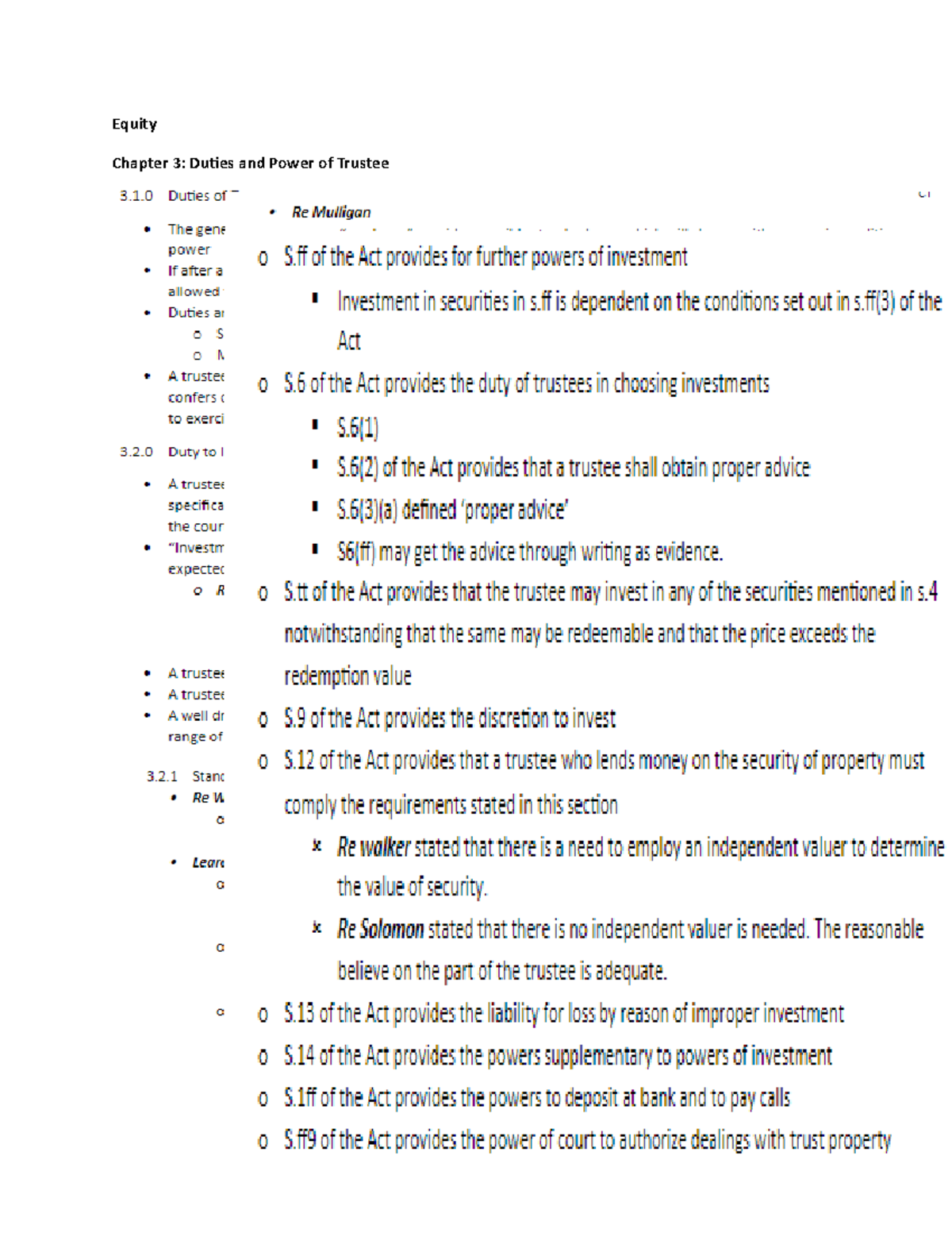 Equity duties trustee - Equity and trust - Equity Chapter 3: Duties and ...