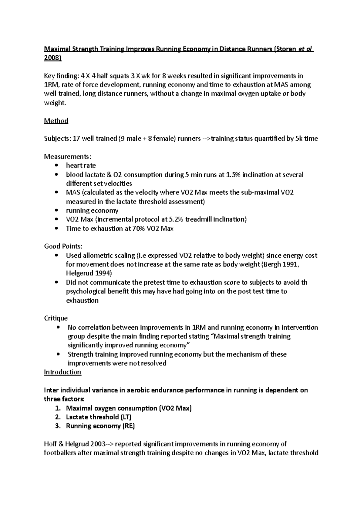 Maximal Strength Training Improves Running Economy in Distance Runners