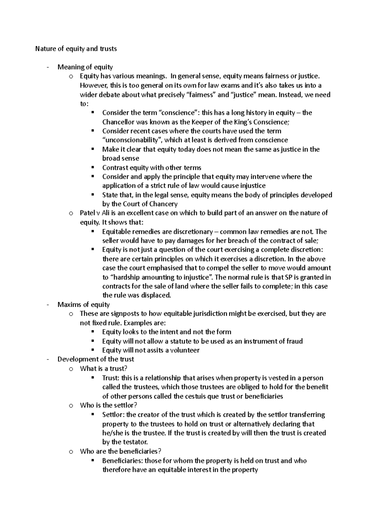 Lecture 1 - Nature of equity and trusts - Nature of equity and trusts ...