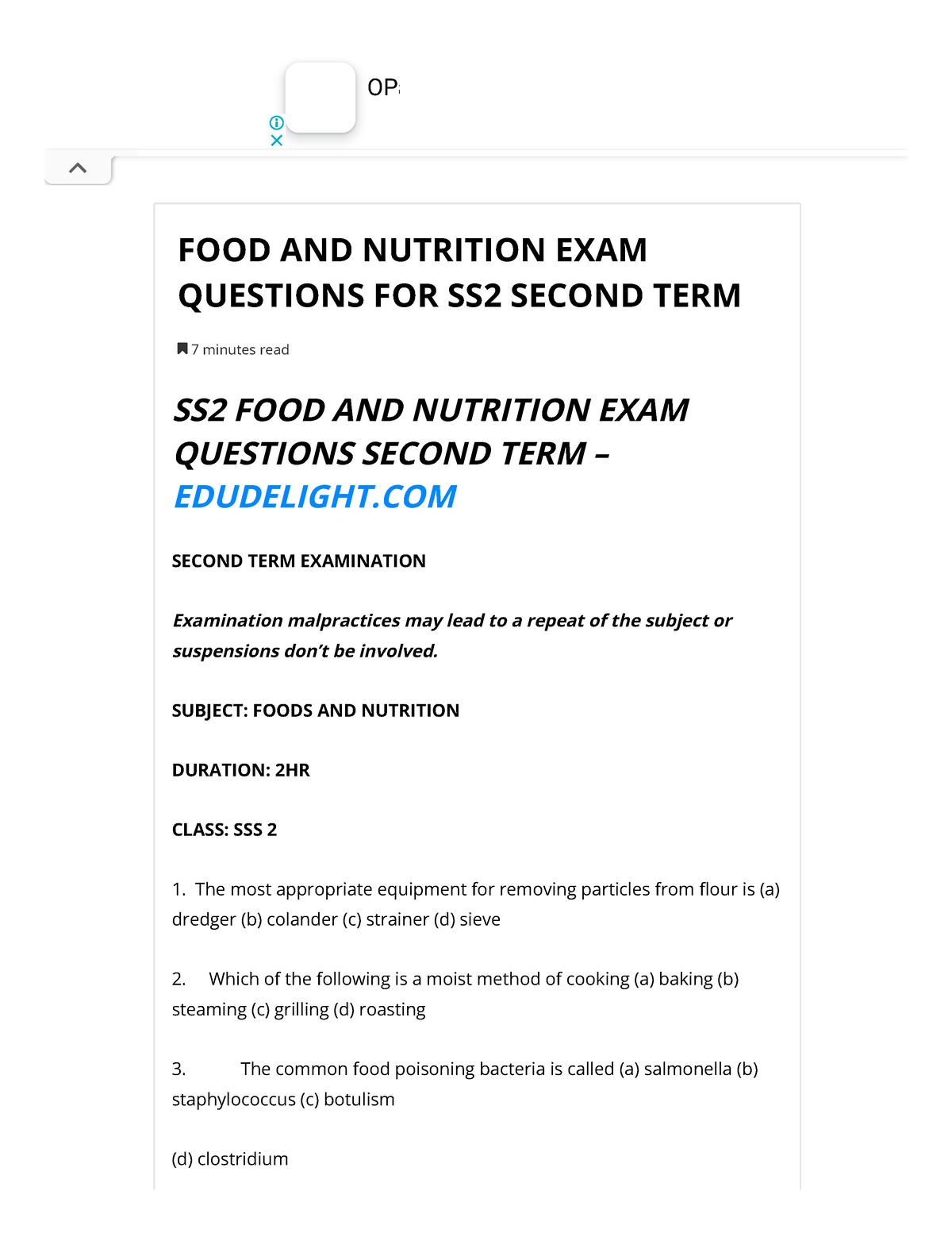 food-and-nutrition-exam-questions-for-ss2-second-term-edudelight