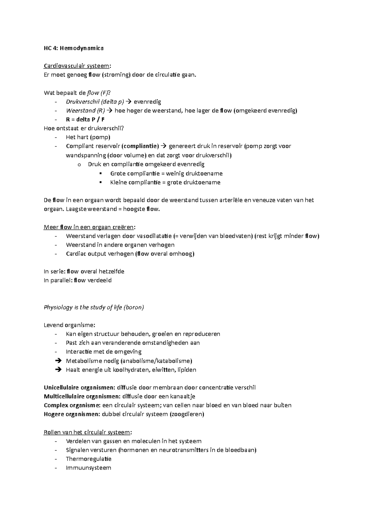 HC4 Hemodynamica 5218 HC 4 Hemodynamica Cardiovasculair systeemEr