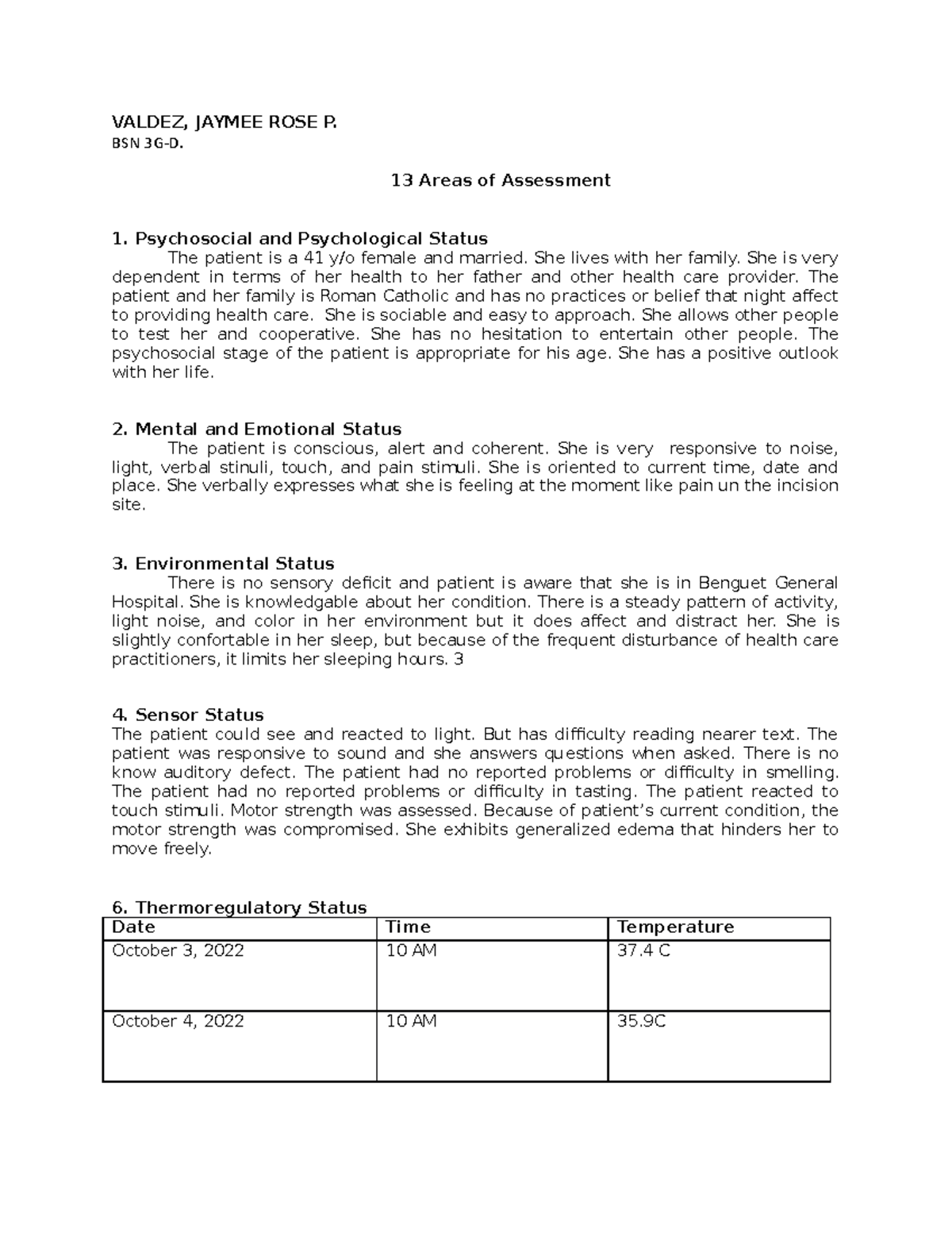Valdez 13 Areas VALDEZ, JAYMEE ROSE P. BSN 3GD. 13 Areas of